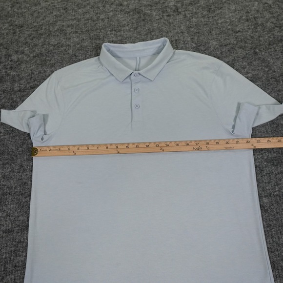 Lululemon Polo Shirt Men's XXL Light Blue Performance Short Sleeve‎ Golf Casual - Picture 4 of 15